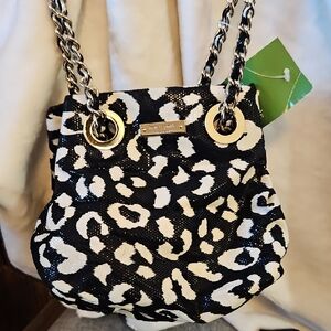 Kate Spade Black and White Animal Print Shoulder Bag